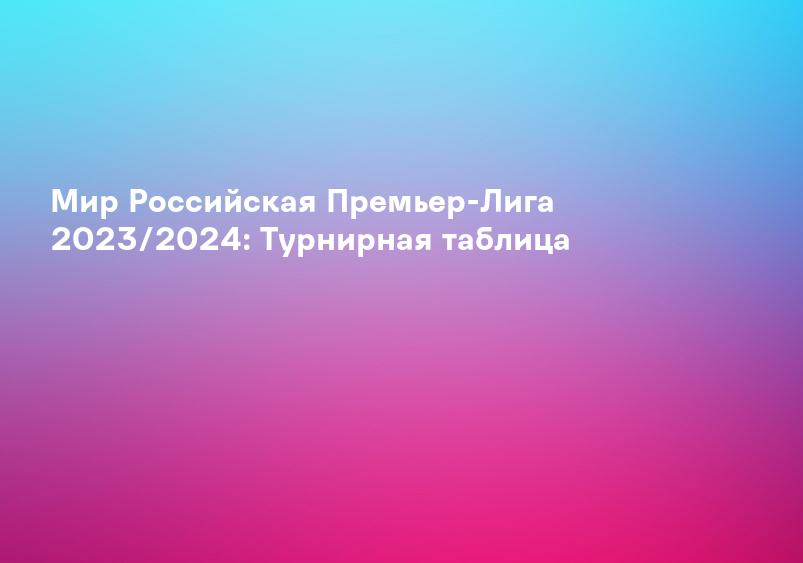 Мир Российская Премьер-Лига 2023/2024: Турнирная таблица